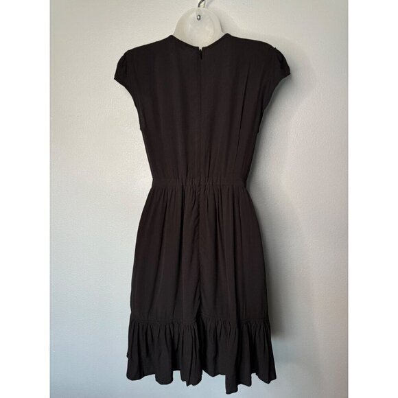 J.Crew Womens Faux-Wrap Mini Party Dress Lined Ruffles SZ 2Petite Black NEW - Picture 2 of 7
